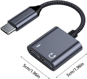 Cavo di Ricarica Rapida Tipo <span class=keywords><strong>C</strong></span> con Dongle Audio 2 <span class=keywords><strong>in</strong></span> 1, Adattatore Audio USB <span class=keywords><strong>C</strong></span> Doppio per Cuffie - Product Image 6