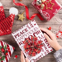 Kertas Seni Ramah Lingkungan Daur Ulang Virgin Gulungan Kertas PE Bermotif Natal Merah Putih Desain Kepingan Salju Penuh Gembira untuk Hadiah