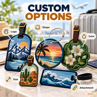 Étiquette de bagage personnalisée en tissu avec carte d'identification pour cadeaux de voyage, promotion de marque, logo brodé sur mesure