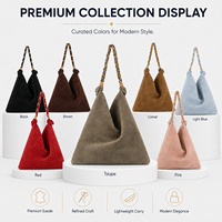 Sac en daim pour femme, sac hobo noué, sac à main authentique avec chaîne dorée, bandoulière entrelacée, 7 couleurs, vente en gros, personnalisation OEM, usine