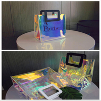 Sac à main en PVC transparent réutilisable bon marché personnalisé sac de plage transparent sac fourre-tout sacs cadeaux avec poignée