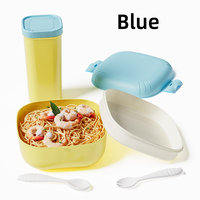 Boîte à lunch en plastique de 750 ml avec couvercle en plastique, anti-fuite, 2 couches, réchauffable au micro-ondes, pour enfants et adultes
