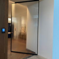 Porte pivotante en verre à rupture de pont thermique en alliage d'aluminium de qualité commerciale, isolation acoustique pour chambre à coucher, bureau, espace intérieur