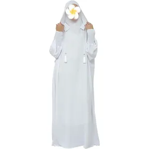 Robe de prière musulmane Khalat, Abaya unie à capuche, robe longue maxi <span class=keywords><strong>pour</strong></span> femmes, Jilbab islamique de Dubaï, OEM/Personnalisé - Product Image 1
