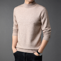 Pull en laine 100 % personnalisé pour homme, col semi-montant, manches longues, anti-plis, anti-rétrécissement, tricoté, respirant, séchage rapide, pour l'hiver