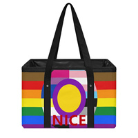 Panier de courses pliable personnalisé LGBTQIA Gay Rainbow Pride, panier de transport écologique pour événements promotionnels et achats en gros d'épicerie