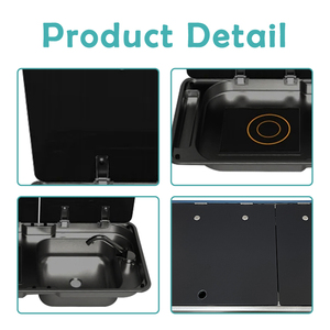Évier de camping-car JDA en acier inoxydable 304 avec revêtement nano noir, cuisinière à induction intégrée, résistant à la corrosion, pour caravanes, camping-cars et motorhomes - Product Image 5