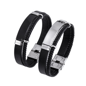 Bracelet en cuir pour couple tendance, personnalisé, gravé sur mesure, fermoir en acier inoxydable codé - Product Image 5