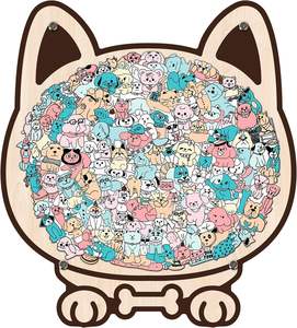 Puzzles en bois colorés en forme de chat, puzzles en bois uniques en forme <span class=keywords><strong>d</strong></span>'animal, puzzles en bois <span class=keywords><strong>d</strong></span>écoratifs personnalisés en forme <span class=keywords><strong>d</strong></span>'animal - Product Image 2