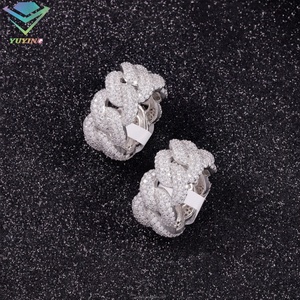 แหวนคิวบาประดับเพชรเต็มวง แฟชั่นเงินแท้ 925 สำหรับผู้ชาย ผ่านการทดสอบ 100% เพชรโมอิสซาไนต์คุณภาพ VVS สไตล์ฮิปฮอป - Product Image 1