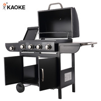 Barbecue à gaz KAOKE 25 pouces, chariot extérieur carré en métal, 4+1 brûleurs principaux, style allemand