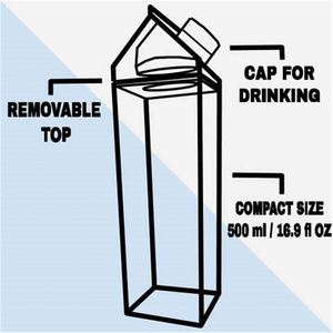 Custom Logo 500Ml 1000Ml Reusable Colored Square <b>Plastic</b> Transparent <b>Milk</b> Box Shaped Carton Water <b>Bottle</b> - Product Image 6