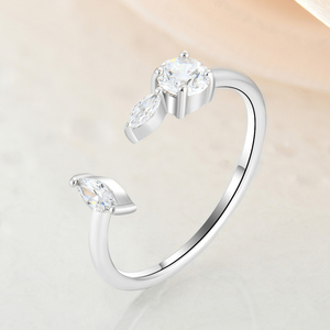 Anello ad anello aperto personalizzato in argento sterling 925 per gli amanti da regalare agli amici un anello di zirconi creativo da donna - Product Image 4
