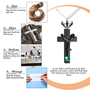 Fumete – collier en forme d'urne pour les cendres, en forme de cœur, croix cubique, en acier inoxydable, médaillon, souvenir commémoratif, Ashe, 6 pièces - Product Image 3