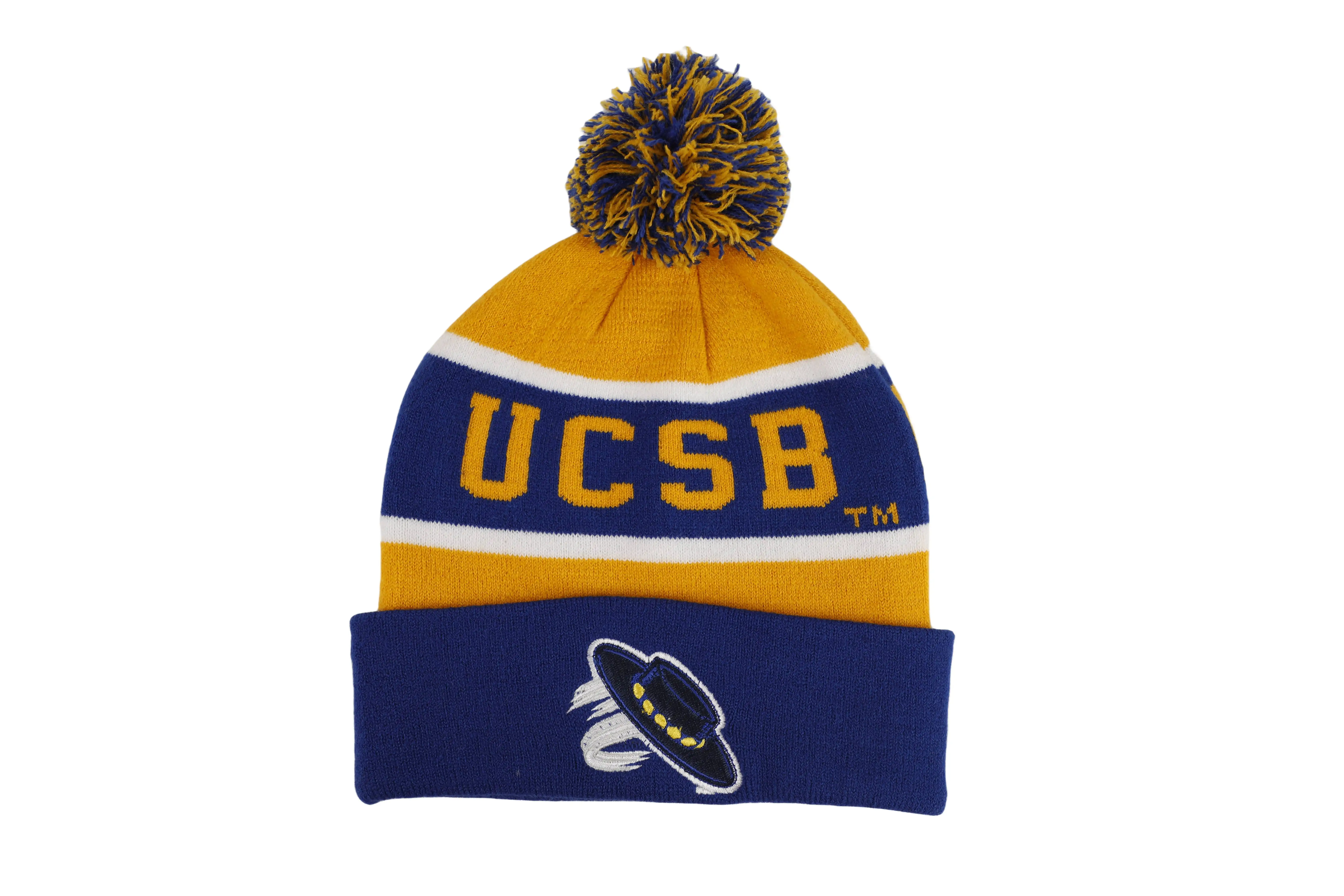 Gorro de inverno unissex Pom Pom Chapéu de malha esportiva com bordado de malha para equipes