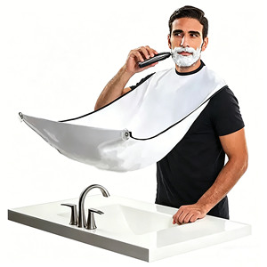 Cape de rasage imperméable et antistatique sans manches, bavette de rasage recyclable avec ventouses puissantes pour salle de bain - Product Image 3