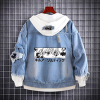 Hunter X Hunter Anime ceket hisoka gevşek rahat kapüşonlu denim kazak tam zamanlı hunter anime denim ceket