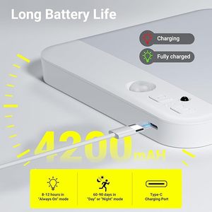 Dimmable dẫn ánh sáng Trần với cảm biến chuyển động USB điều khiển từ xa 3000k-4500k-6500k tùy chọn hành lang cầu thang tủ có thể sạc lại - Product Image 3