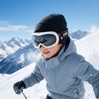 Masque de ski Kenquaz TPU blanc pour enfants, à porter par-dessus des lunettes, taille unique, modèle KPM-3200, protection UV, verres anti-buée, rangement portable