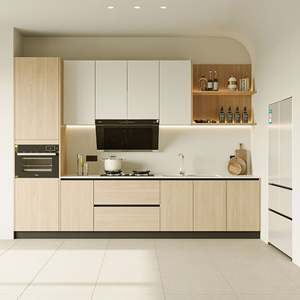 Cocina Moderna y Elegante Sanpotova: Muebles de Madera Clara e Integración de Horno Empotrado - Product Image 1