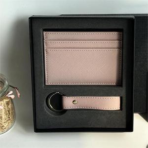 Cổ phiếu mới tùy chỉnh logo PU Saffiano Da vòng chìa khóa và chủ thẻ cho du lịch Hộp Quà Tặng Set Slim unisex Thẻ Ví - Product Image 5