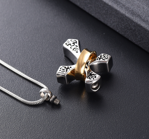 Latin Cross dengan Emas Kerah Liontin Perhiasan Kremasi Abu Kenang-kenangan Guci Kalung Manusia Hewan Peliharaan Memorial Liontin dengan <span class=keywords><strong>Kit</strong></span> - Product Image 3