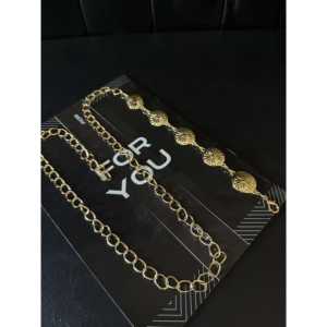 เข็มขัดโซ่ทองวินเทจ สำหรับคุณ  เข็มขัดโลหะทองเหลือง เครื่องประดับแฟชั่นสำหรับผู้หญิง - Product Image 3