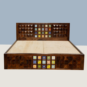 Cama de Madera Maciza de Sheesham de Diseño Moderno, Hecha a Mano, con Cajones Extensibles para Almacenamiento, Ideal para Villas y Resorts - Product Image 4