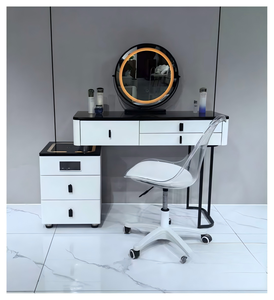 Modern <b>Makeup</b> <b>Vanity</b> Table With Lighted Mirror Storage Desk For Bedroom Furniture - Product Image 1