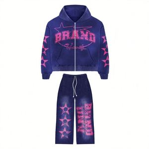 Marque privée Couleurs personnalisées Polaire Coton Fermeture Éclair Sweat à capuche Joggers Hommes Vêtements Streetwear Survêtement - Product Image 4