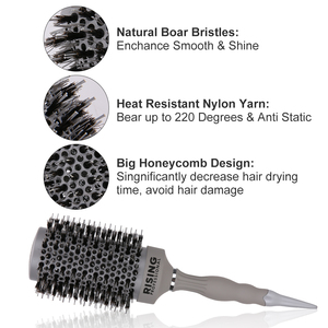 Brosse ronde en céramique thermique nano et technologie ionique avec poils de sanglier pour le brushing, le coiffage, le bouclage - Dia : 53 mm - Product Image 3