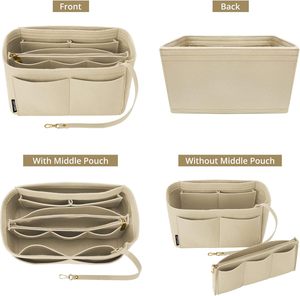 Organisateur de <span class=keywords><strong>sac</strong></span> à <span class=keywords><strong>main</strong></span> portable en feutre souple pour maquillage, grande capacité, à ouverture facile, compatible avec les sacs à <span class=keywords><strong>main</strong></span> quotidiens - Product Image 3