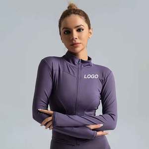 เสื้อออกกำลังกายแขนยาวมีซิปสำหรับผู้หญิงแจ็คเก็ตวิ่งแห้งเร็วเสื้อเล่นโยคะสำหรับผู้หญิง - Product Image 6