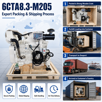 Moteur diesel marin SCDC DCEC Cum 6C 6CT 6CTA8.3-M de 205 ch 2328 tr/min avec régulateur mécanique pour bateau de pêche certifié CCS IMO