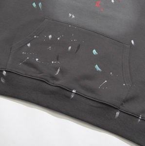 Calidad superior 100% algodón ropa de hombre galerías acuarela tinta pintada a mano salpicada carta Depttes Sudadera con capucha para hombres - Product Image 6