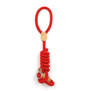 Laisse pour chien en nylon rouge avec détails en cuir, style simple et mains libres, pour chiens - Product Image 2
