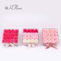 Boîte à roses éternelles décorative en acrylique cristal carré, rose séchée, lumière solaire, fleurs préservées faites à la main, OEM