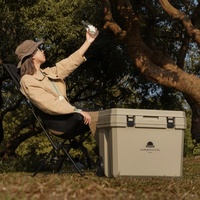 Glacière rigide à roulettes 48L, garde la glace, pour le camping, en plastique, portable, pour pique-nique, avec poignée