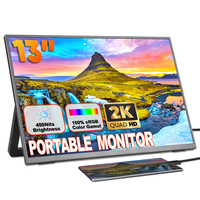 Portable 15.6 pouces IPS moniteur d'ordinateur portable double haut-parleurs USB-C Slim Light 2K UHD écran de jeu d'ordinateur avec support de voyage VESA