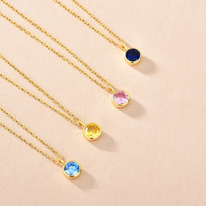 12 Zodiaco colorido Zircon chapado en oro de la joyería de las mujeres de Plata de Ley 925 de plata de la piedra collares - Product Image 4