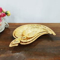 Plateaux de présentation et de rangement électroplaqués à motif floral d'Asie du Sud-Est, pour bijoux, fruits et ornements de coiffeuse