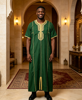 CCY 2026 Nuevo Thobe Marroquí con Rayas Bordadas, Qamis Boubou para Hombre, Ropa Musulmana, Ramadán, Koshibo, Túnicas Africanas