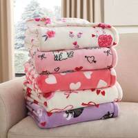 Luxe, knusse, moderne micropluche deken met zacht hartprint flanellen fleece voor bank, bed, vliegtuig, alle seizoenen, Valentijnsdag, Kerstmis