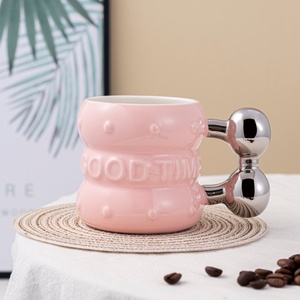 Light Luxury Silver Plated Handle 14 oz Water Milk Tea <b>Bottle</b> Ceramic Cup Beer Beverage Mug Customized Ceramic Cups - Product Image 3