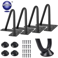 Pieds de Table en épingle à cheveux en métal noir Banc de Table basse à 2 tiges Popularité Revêtement électrique pour salon Chambre Différentes tailles disponibles