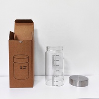 Bouteille d'eau en verre borosilicate de haute qualité 300 ml, tasse hermétique pour lait de soja avec échelle graduée et couvercle en acier inoxydable pour jus, bière, thé glacé