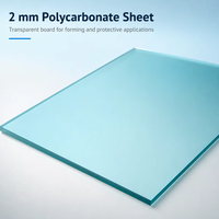 Plaque de polycarbonate transparente de 2 mm, 1220x2440 mm, résistante au feu, avec revêtement UV, pour les applications de toiture et de thermoformage.