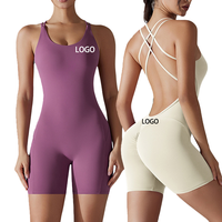 Combinaison de sport personnalisée à dos croisé pour le fitness, séchage rapide, respirante, pour le yoga, sans dos, ensemble d'entraînement, short, combishort