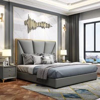 Bon marché Mobilier moderne confortable pour la maison hôtel Lit de rangement double taille en cuir souple pour chambre à coucher