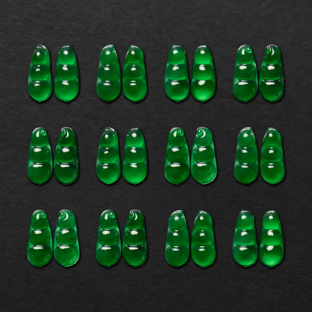 High Quality Rich Bean Jade Stone Jewelry Making Unique Natural Green Jadeite Loose Gem
